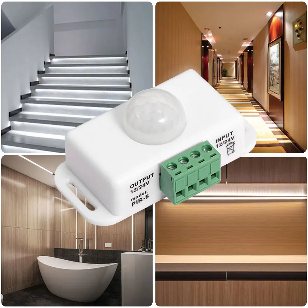 DC 12V 24V 6A Infrared PIR Motion Sensor Detector Switch Automatic Infrared PIR Motion Sensor Switch for LED Strip Light Lamp