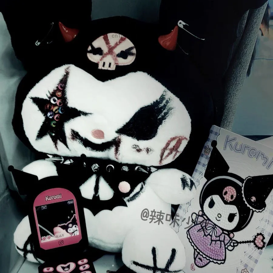 Y2k Rock Style Kuromi My Melody Plush Backpacks Spicy Girl Subcultural Handdrawn Diablo Trend Punk Dolls Random Style Schoolbags