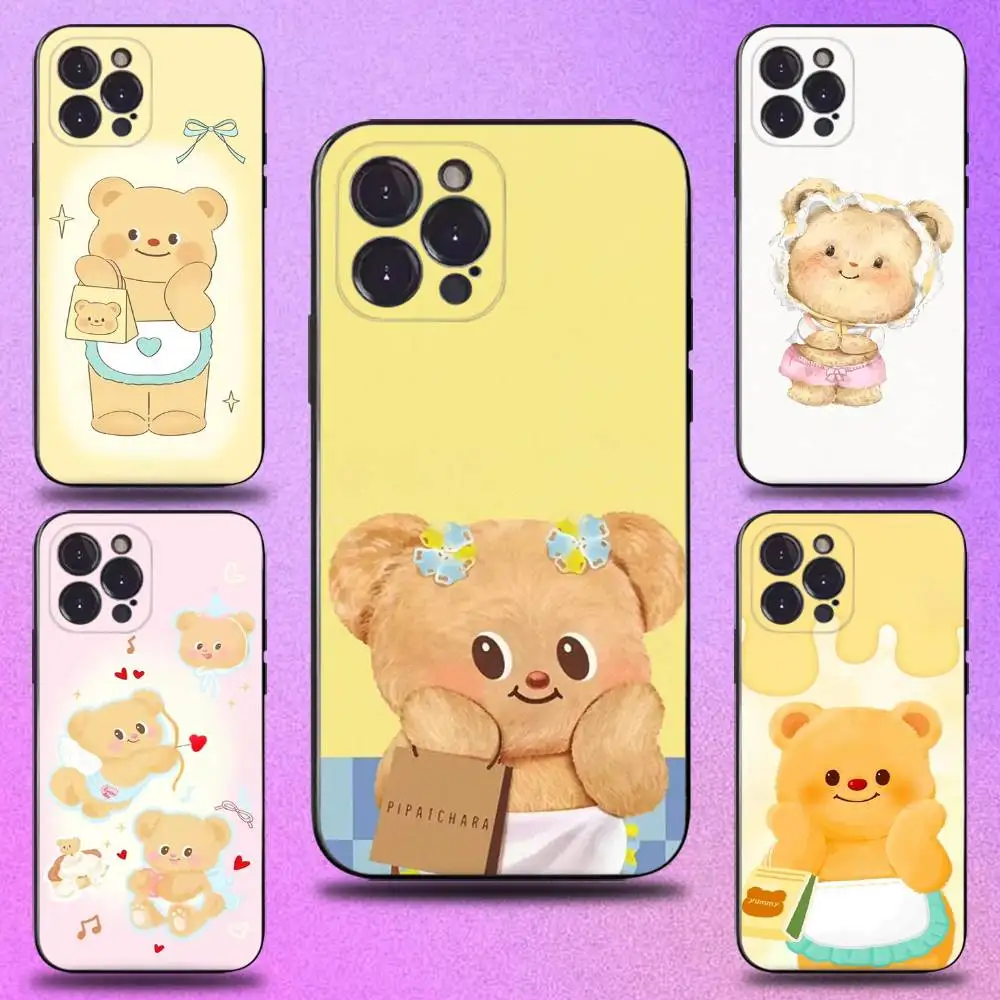 

Cut Butterbear Phone Case For iPhone 16,15,14,13,12,11 Plus,Pro Max,XS,X,XR,SE,Mini,8,7,Soft Silicone Black Cover