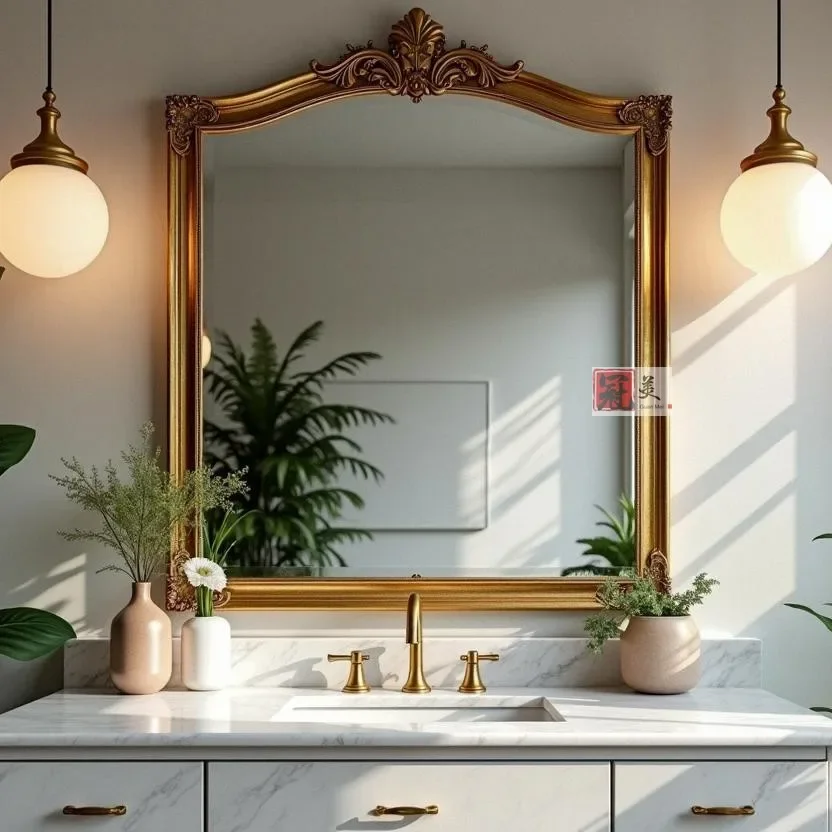 

French retro bathroom mirror European light luxury vanity mirror wall mounted vanity mirror fireplace decoration