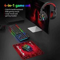 NEW USB Keyboard And Mouse Gaming Headset Combos 4 In 1 English Gaming Wired Keyboard Mouse Set With Mouse Pad and Headphones