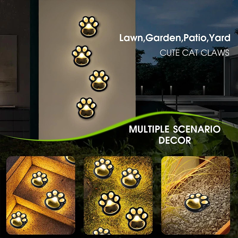 4 قطعة مصباح ليد بالطاقة الشمسية القط مخلب مصباح في الهواء الطلق مقاوم للماء حديقة مصباح تحت الأرض الديكور المشهد جو أضواء مدفونة #4