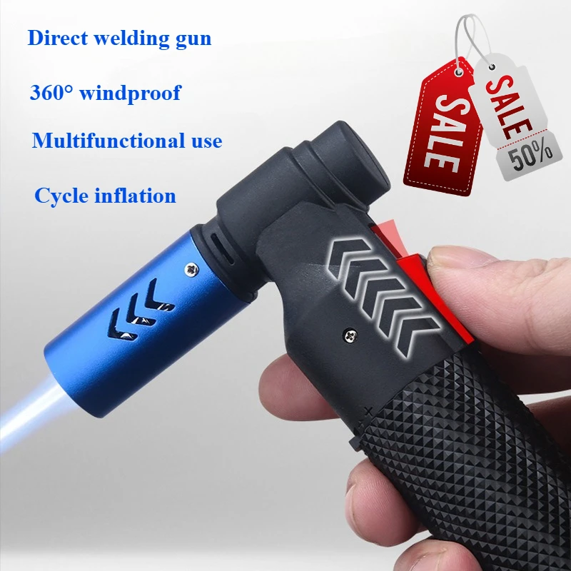 

Маленькая прямая металлическая надувная зажигалка для сигар, уличная портативная высокотемпературная огнеметная кухонная плита, воспламенитель