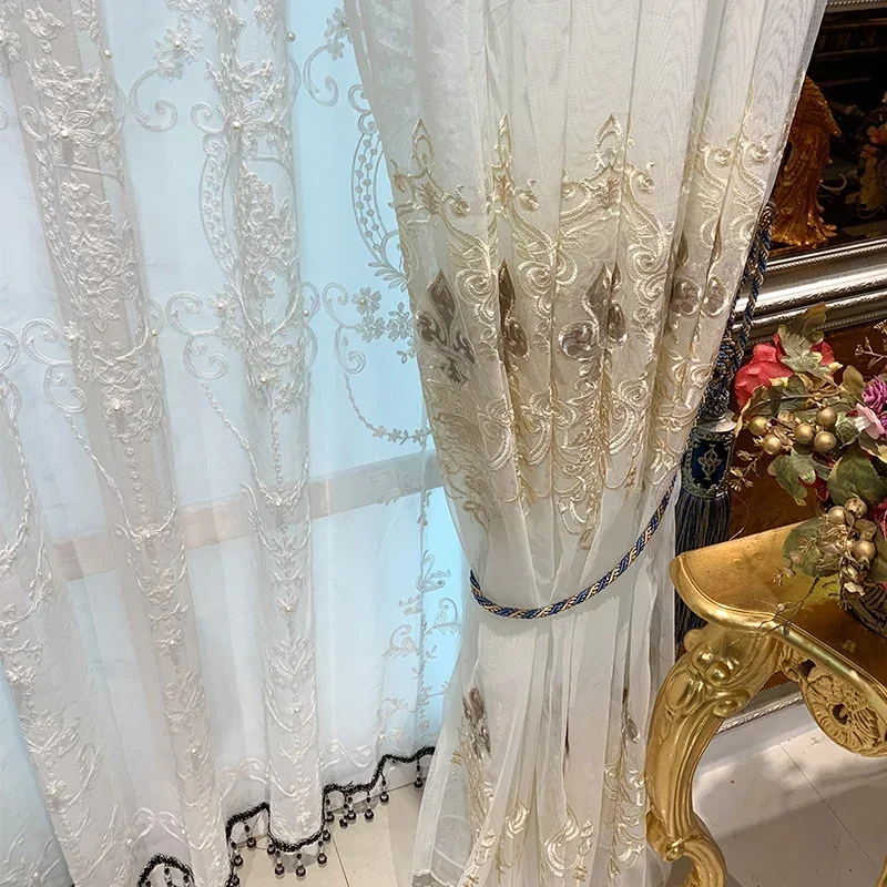 

French Curtains Living Room Balcony Bedroom Floating Window Romantic Light Luxury Tulle American Fashion Yarn Customize