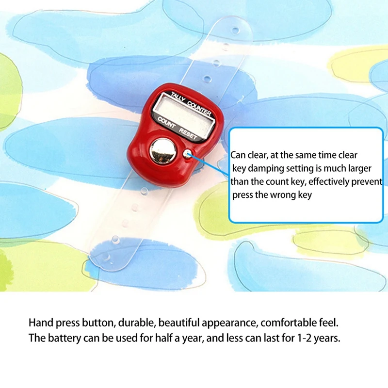 2X LCD الإلكترونية إصبع اليد الدائري الحياكة صف رصيده عداد الخطى الرقمية اليد عداد رصيده لون عشوائي