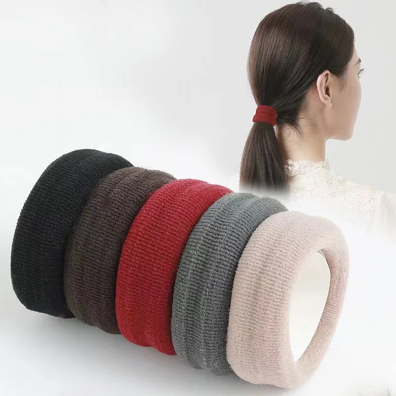 10PCS New Box With Thick Hair Ties Fashion Solid Color Elegant Simple Elastic Headband Vintage Retro Wide brimmed Scrunchies