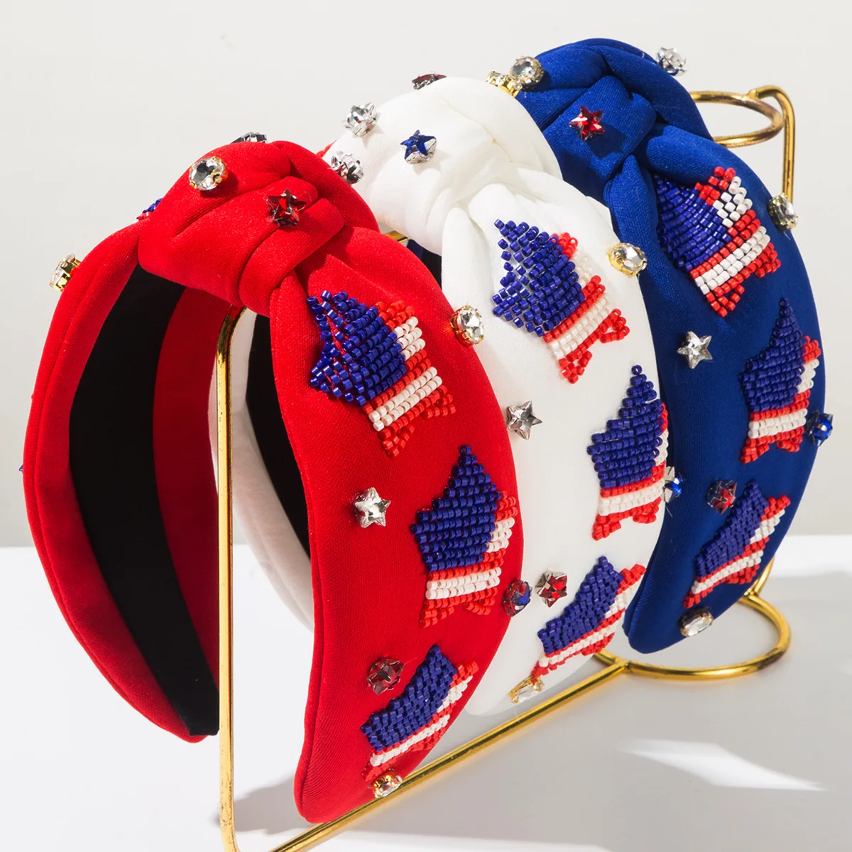 

New American Independence Day Handmade Beaded & Rhinestone Star-spangled Banner Headband