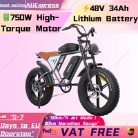 Electric Bicycle JANSNO 750W Powerful Motor 48V34AH Dual Lithium Battery E-bike Hydraulic Brake 20*4 Inch Fat Tire Electric Bike