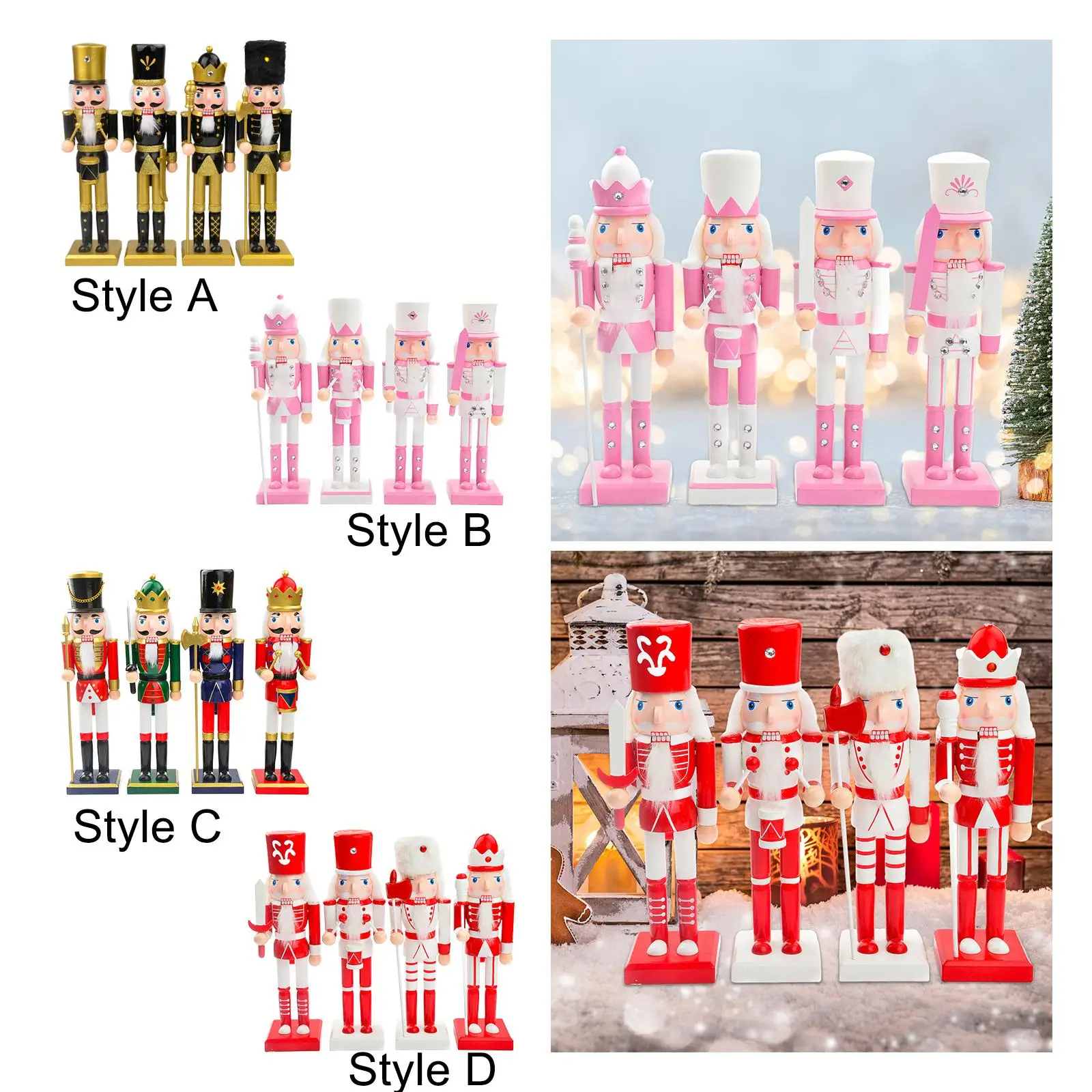 4x Nutcracker Ornaments Scene Layout Accessories Xmas Desktop Decoration