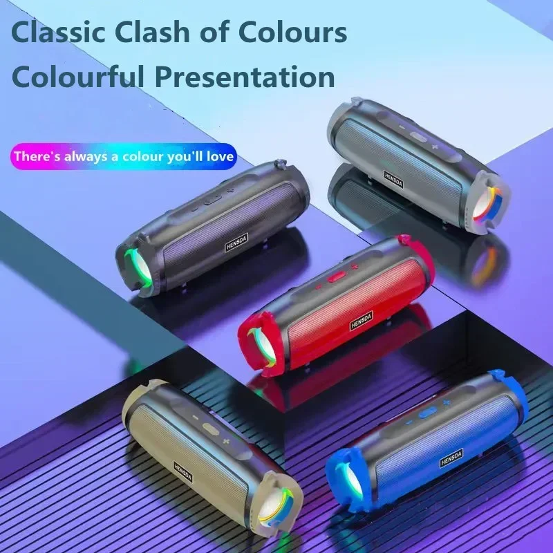 Alto-falante Bluetooth sem fio multifuncional, mini alto-falantes, portátil, caixa de som de alta potência, luz colorida RGB, subwoofer com rádio FM