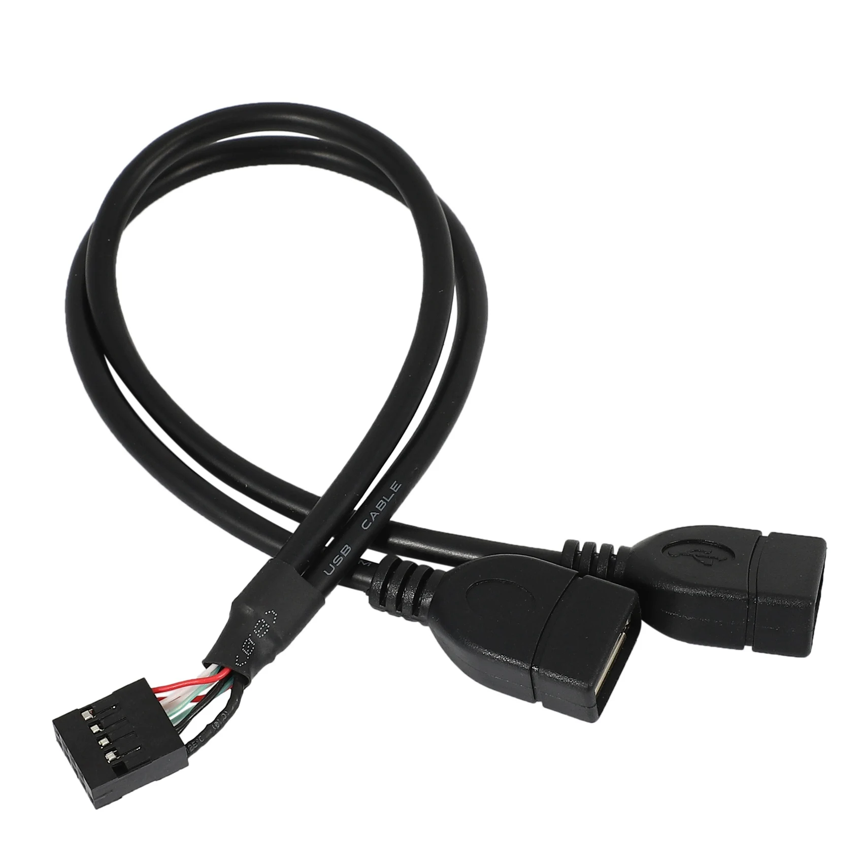 30CM 10 Pin Motherboard Female Header to 2 Port Dual USB 2.0 Male Adapter Dupont Y Splitter Cable (10Pin/2AM)