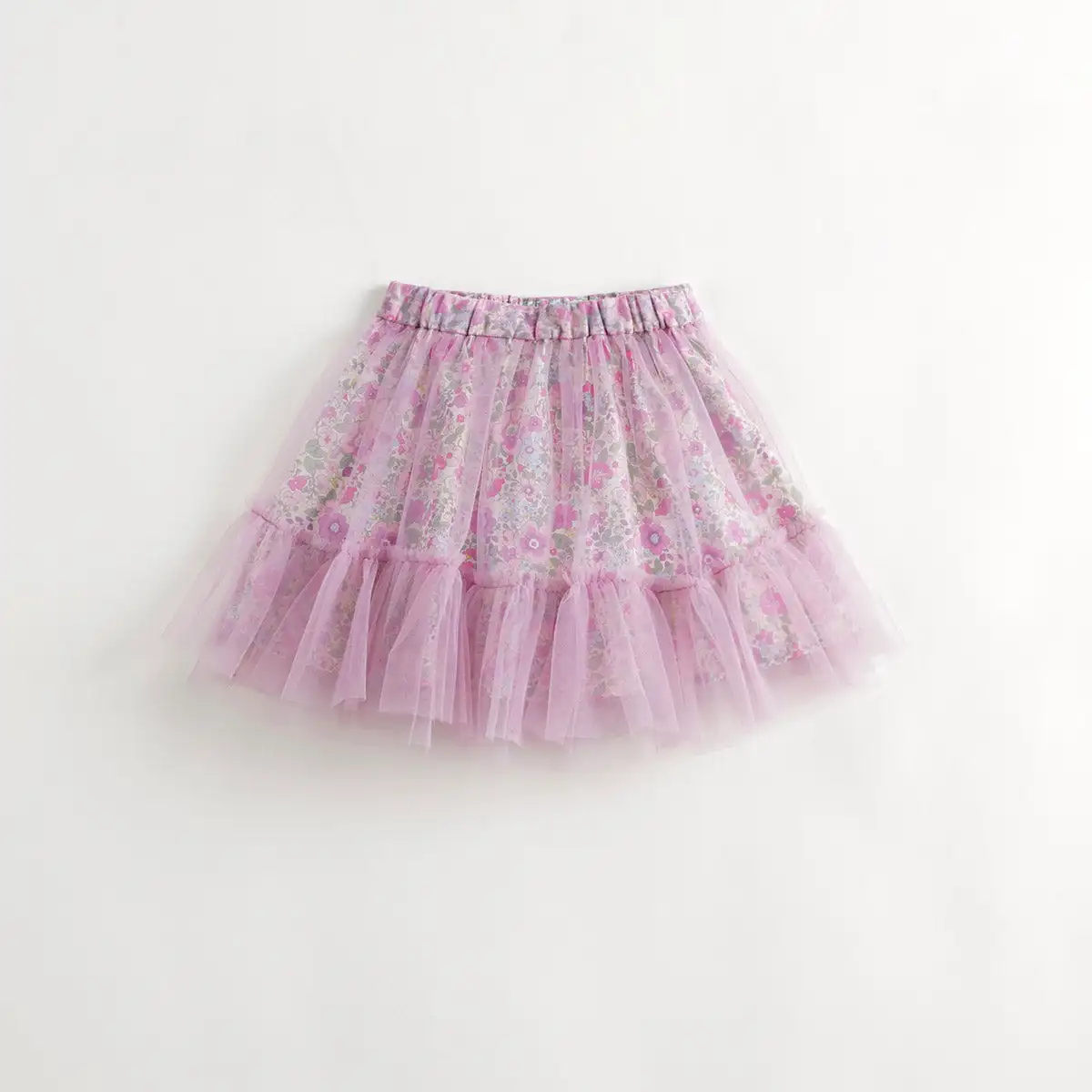 MARC&JANIE Girls Sweet Floral Mesh Lace Skirt Pleated Skirt Children's Skirt for Summer 240718