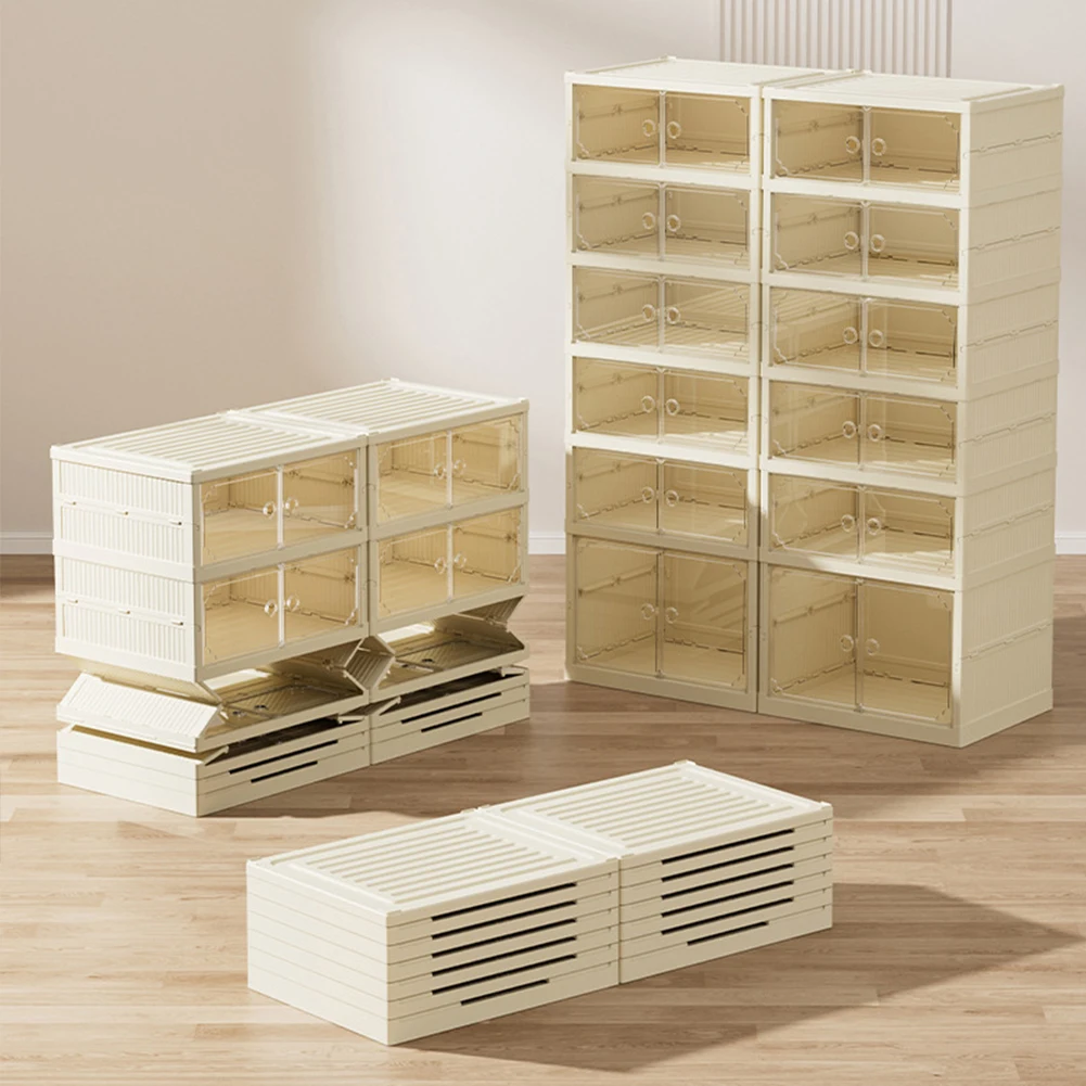 

Shoe Box Foldable Clear Shoe Storage Cabinet Easy Assembly Large Size Shoe Rack 8 Layers Stackable Shoe Rack Organizer