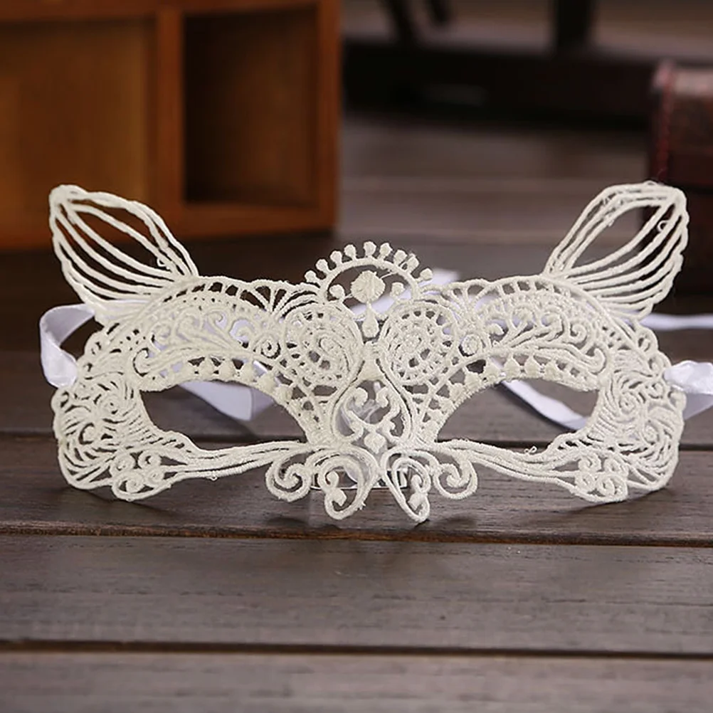 Lace Eye Mask Party Mask Carnival Mask Masquerade Halloween Hollow Costume Half Face Masquerade Mask Carnival Mask (White）