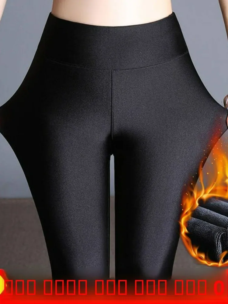 

Women's Winter Thiened Fce Lined High Waist Ankle Length Tight Fit Bla plus Size iny Leggings Comfortable Base Layer...