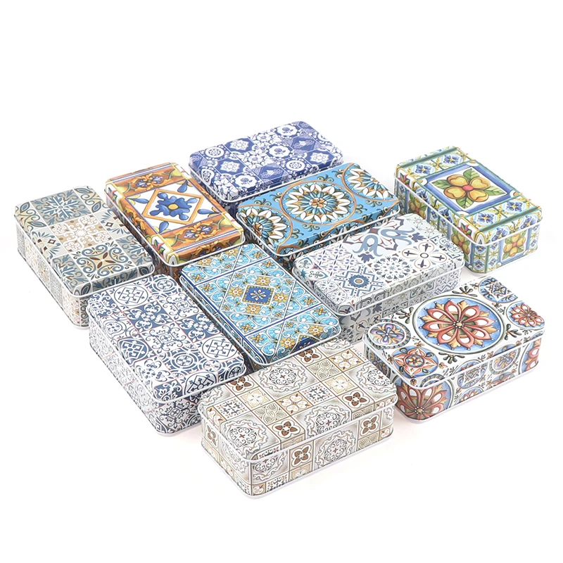 1PC New Vintage 11.5*6.5*4cm Storage Jars Rectangular Iron Tin Pill Gift Coin Jewelry Box Home