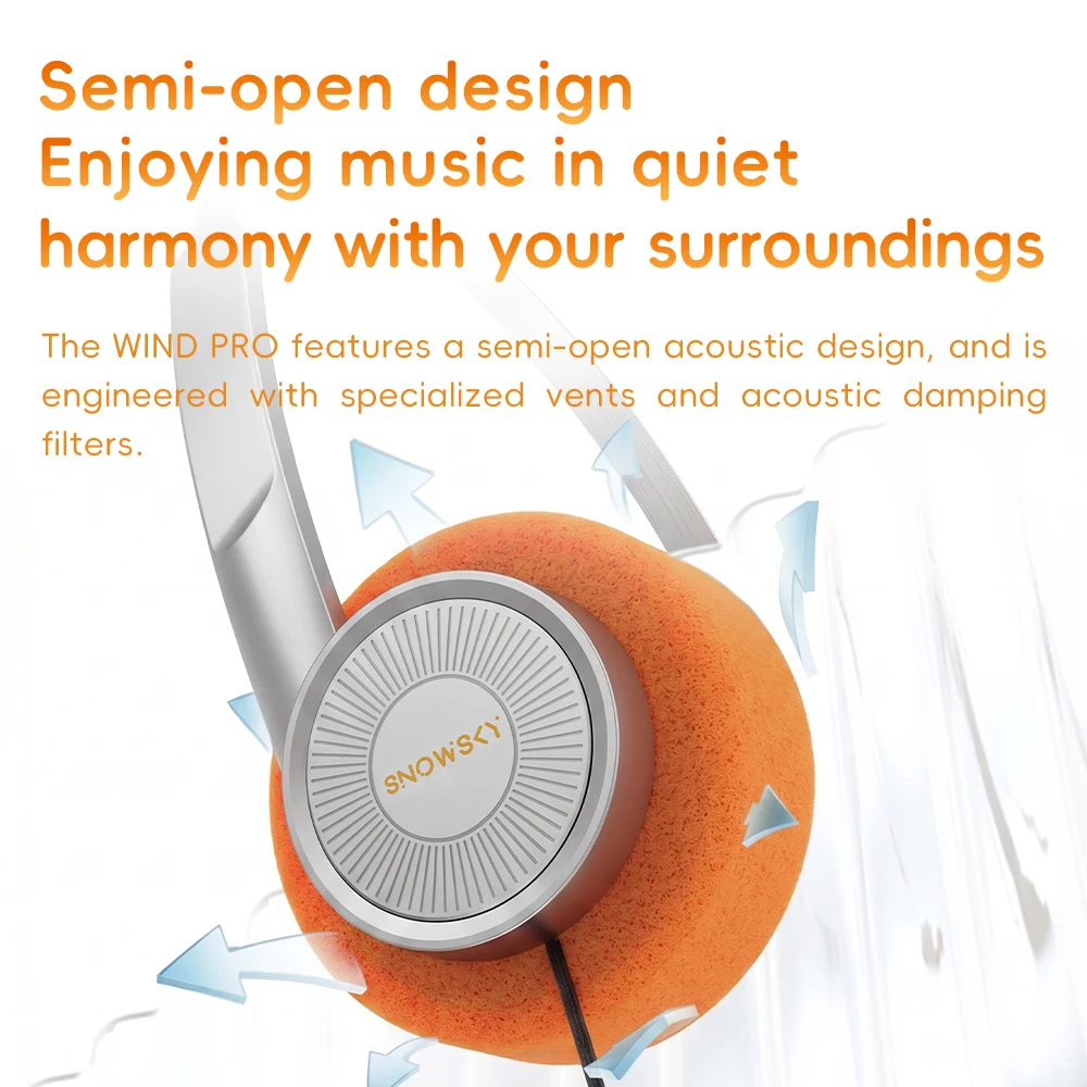 FiiO Wind/ WIND PRO Półotwarte słuchawki przewodowe HiFi, 40mm przetwornik dynamiczny, ciepły dźwięk HiFi, optymalizacja wokalu, słuchawki z mikrofonem — zdjęcie produktu 3