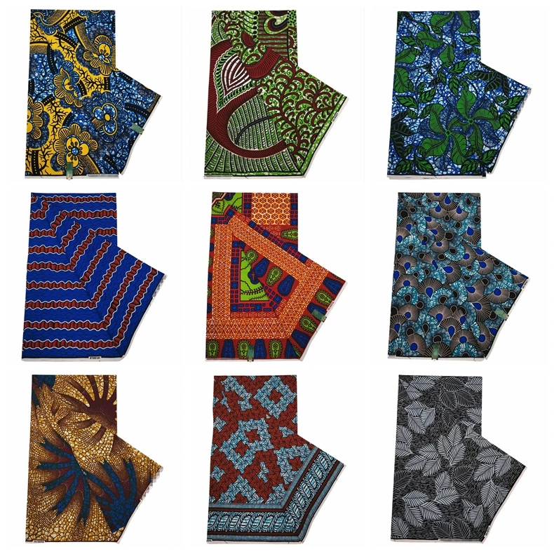 

African Wax Fabric Veritable Wax Nigerian Ankara Block Prints Batik Fabric 100% Cotton For Sewing Women Dress