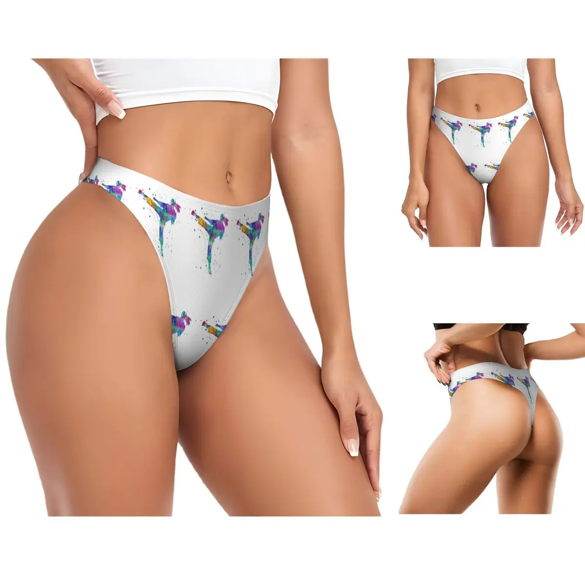 calcinhas-g-string-personalizadas-para-mulheres-lutadoras-de-karate-confortaveis-e-respiraveis