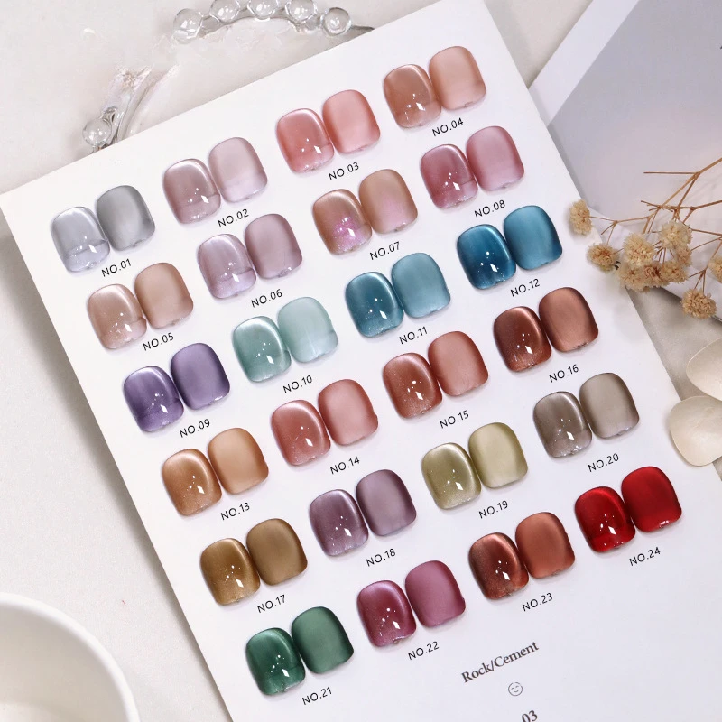 24PCS/Set 15ml Sparkling Water Light Cat Magnetic Nail Polish Gel Vernis Semi Permanent Soak Off Crystal Gel Polish For Nails