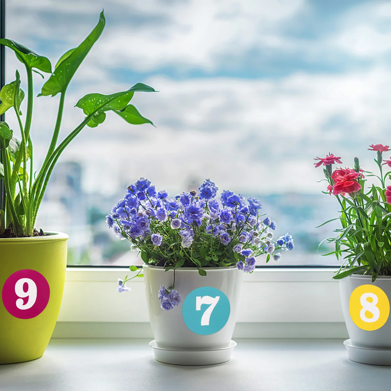 2장의 컬러풀한 원형 방수 PVC 숫자 스티커 홈 파티 선물 DIY 공예 장식용 숫자 스티커