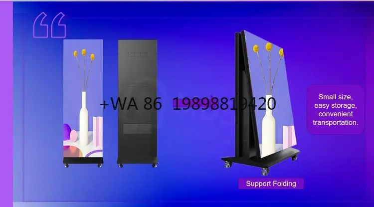 

Портативный стоячий бесплатная установка Digital Signage GOB P2.5 Внутренний складной экран плаката для рекламы