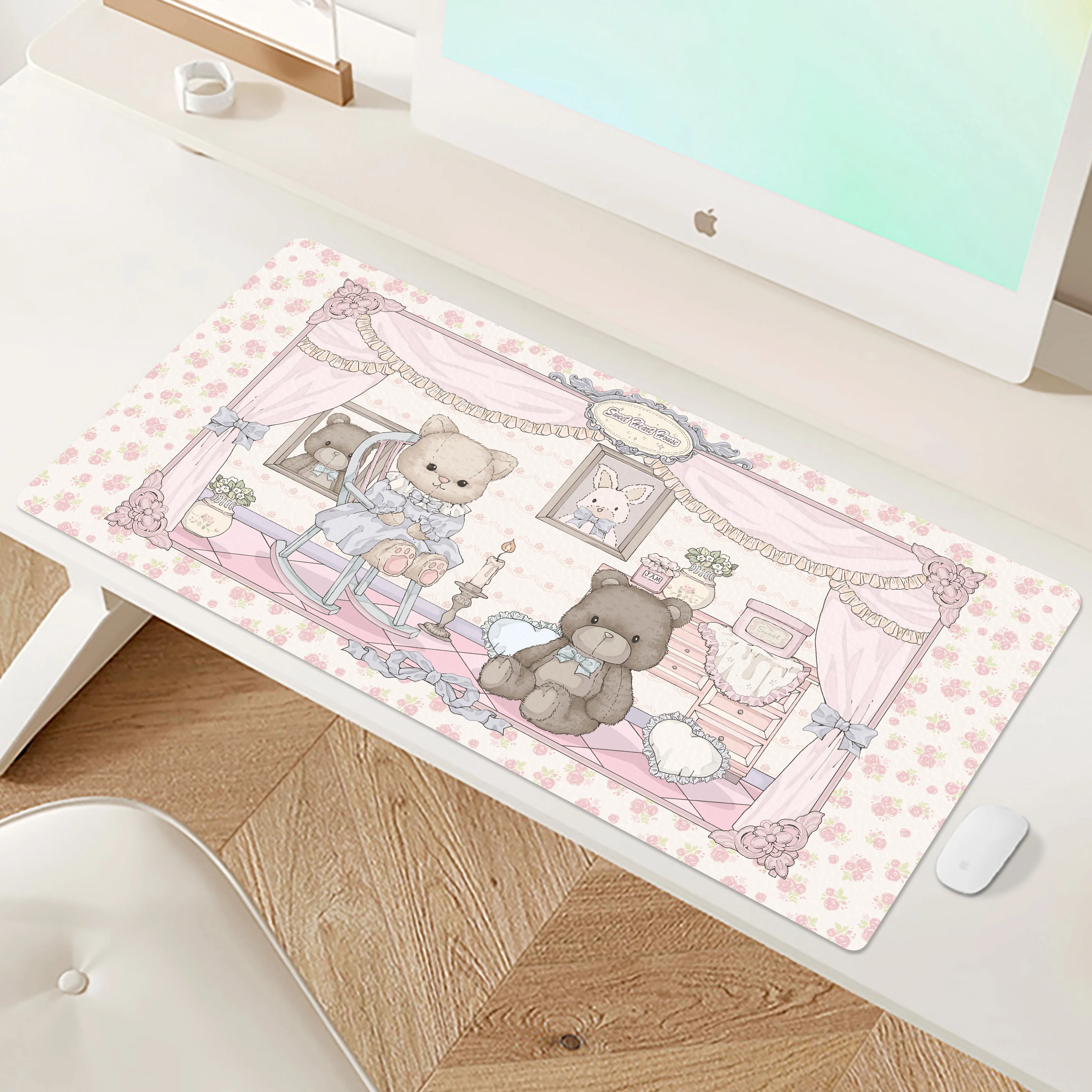 Nuovi arrivi tappetino per mouse Kawaii simpatici animali tappetino da scrivania grande tappetino per tastiera antiscivolo per ufficio in pelle PU decorazione per ragazza