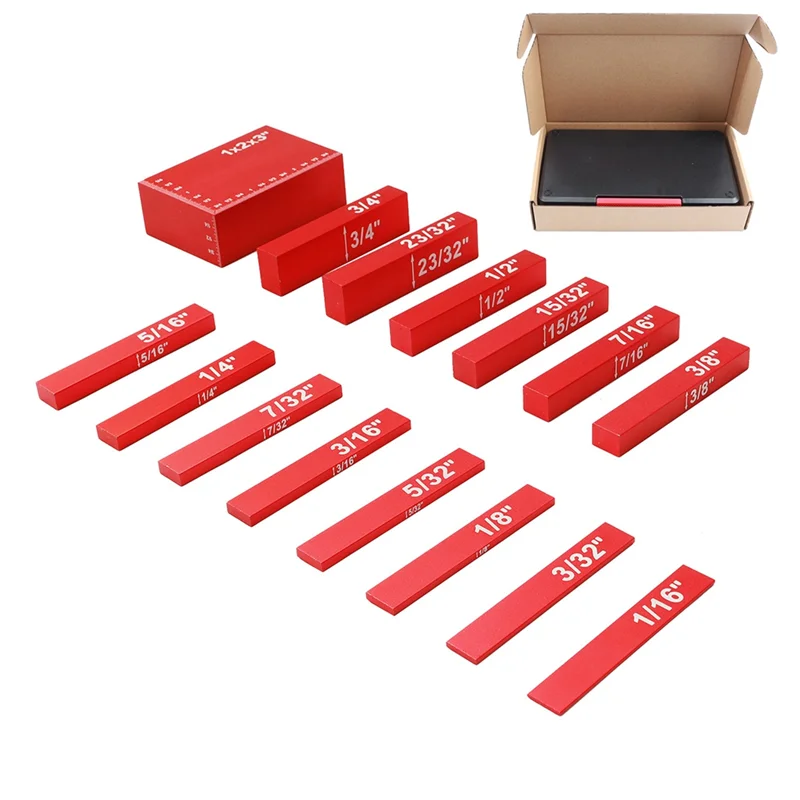 Setting Block Height Gauge Kit Height Gauge Set, Aluminum Alloy Rust Resistant Solid Mounting Rod for Woodworking(Red)