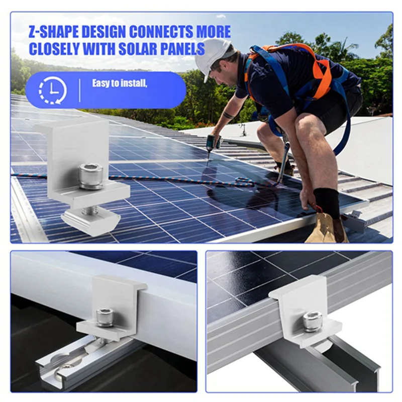 

ABVS Solar Panel Mounting Brackets,16Pcs Aluminum Solar Panel End Clamp 30-45Mm Adjustable H, Solar Panel Mount