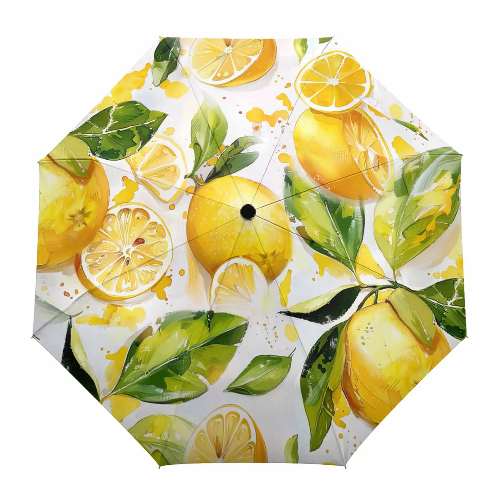 

Автоматический зонт для детей и взрослых, складной зонт с лимоном, акварелью, ручной работы, восемь нитей