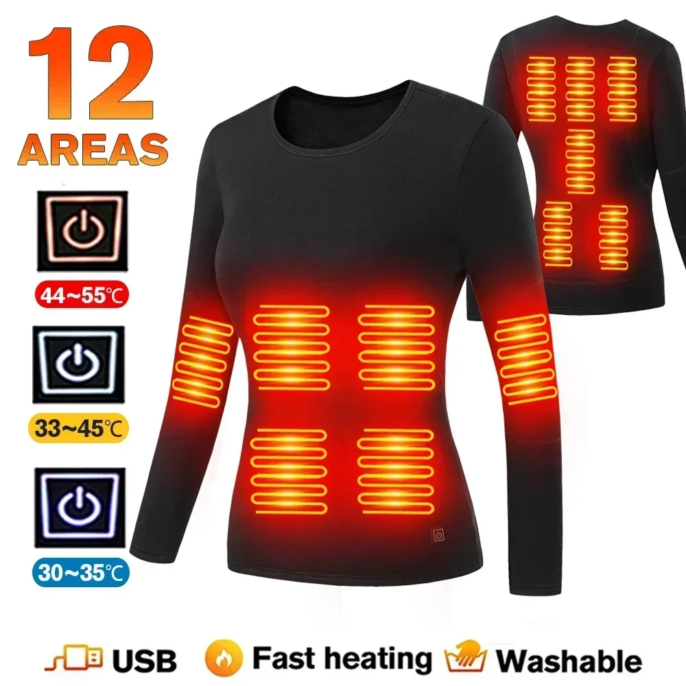 Winter thermische jas Verwarmd vest Heren Verwarmd ondergoed Thermisch herenskipak USB Elektrische verwarming Kleding Fleece lange onderbroek