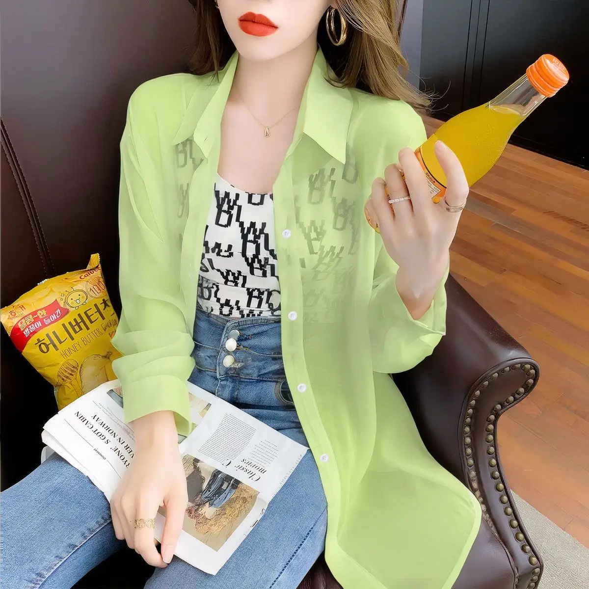Women's Clothing Summer Blouse Jacket Long Sleeve Lightweight Shirt Design Stylish Tops Sun Protection Clothing Solid Buttons