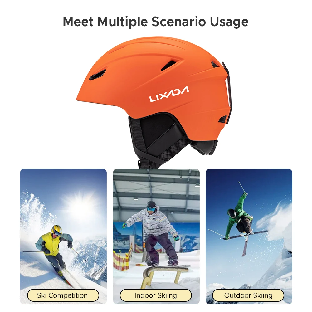 LIXADA Integrated Warm Ski Helmet Adjustable Lightweight Comfortable Snowboard Helmet for All Weather Skiing Skating Riding