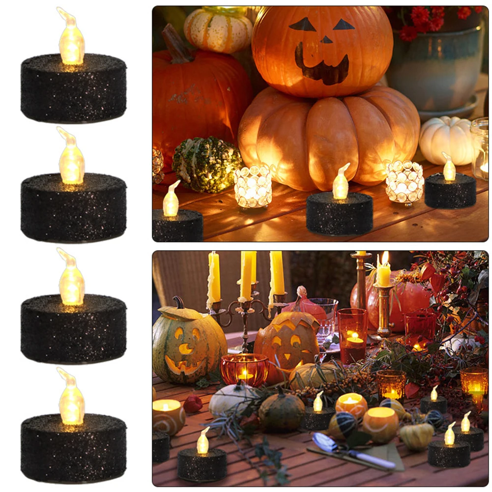 

12 Packs Romantic Electronic Candles Lights Glitter Tealight Candles For Dating Party Holiday Home Decoration Wholesale