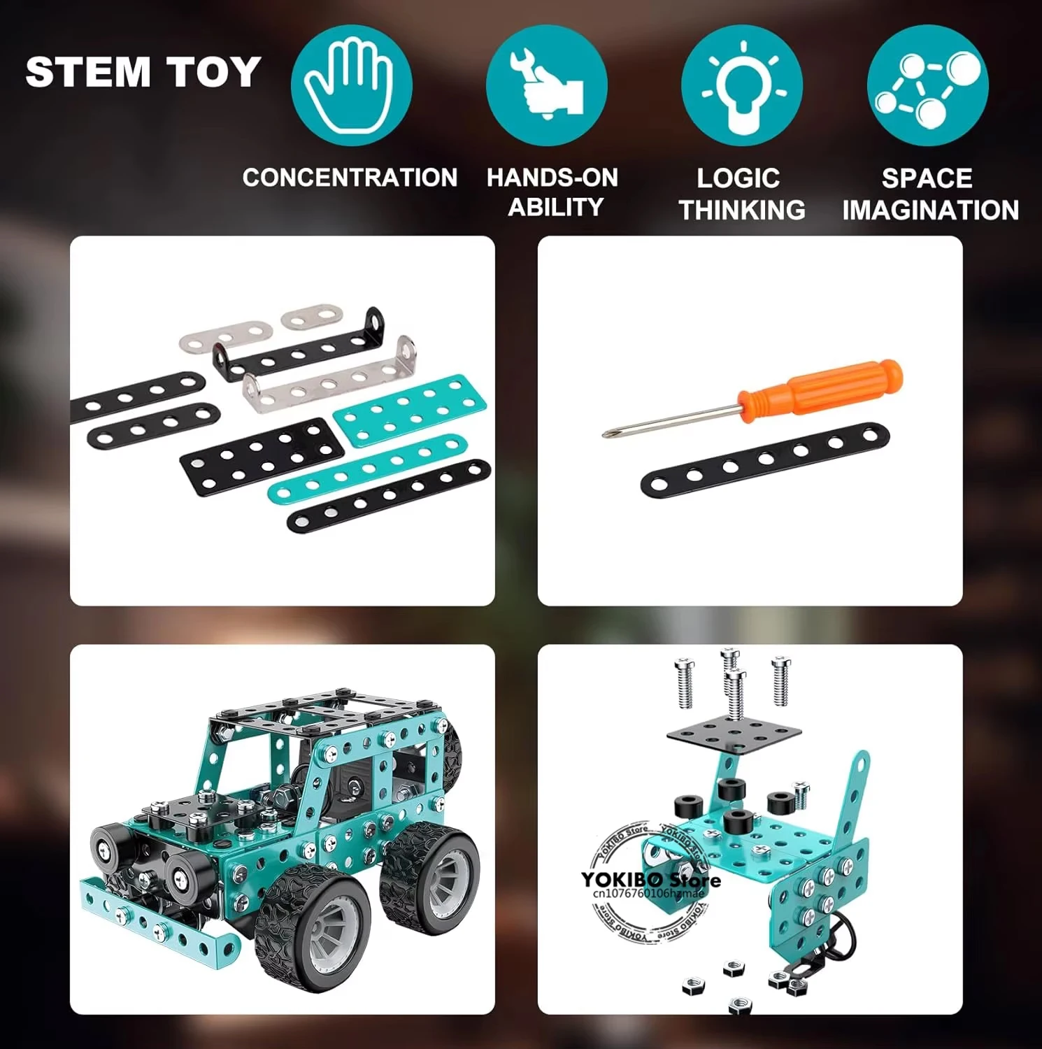 조립 장난감 모델 트럭 세트 STEM 조립 프로젝트 모델 자동차 키트 어린이용 조립 장난감 남자아이용 3D 금속 엔지니어링 키트