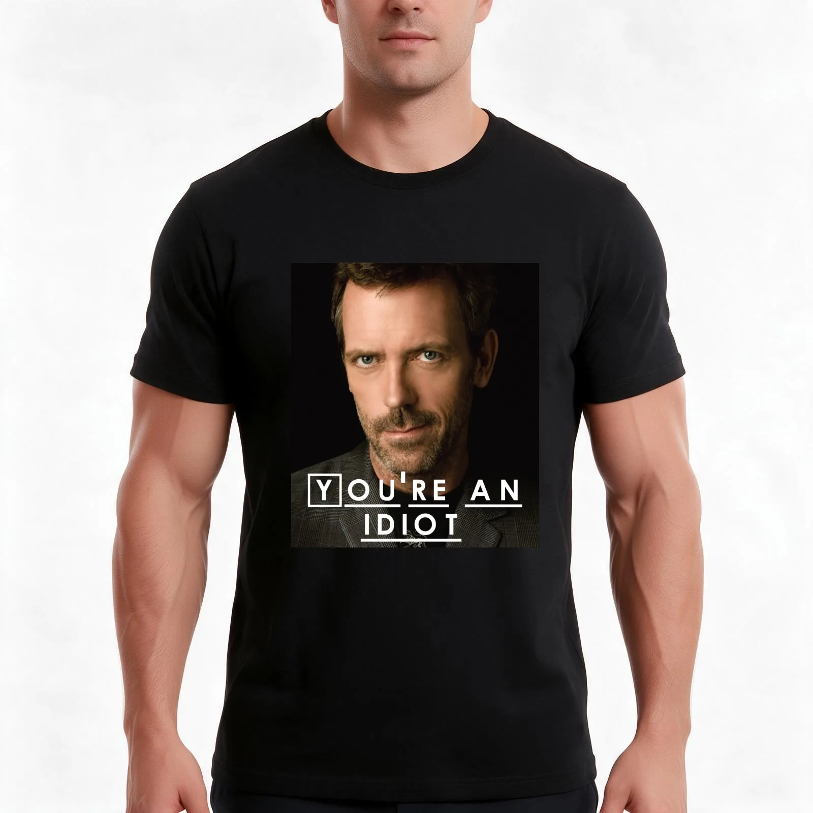 You're an Idiot (Dr. House) T-Shirt, Summer Casual Cotton Tee, Oversized Streetwear Tops, Vintage Graphic Print, 100% Cotton