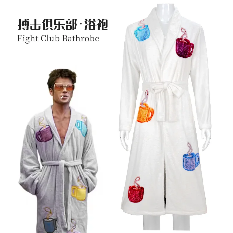 Anime Fight Movie Club fantasía el Narrator disfraz Cosplay hombres bata franela Albornoz cinturón trajes Halloween carnaval traje