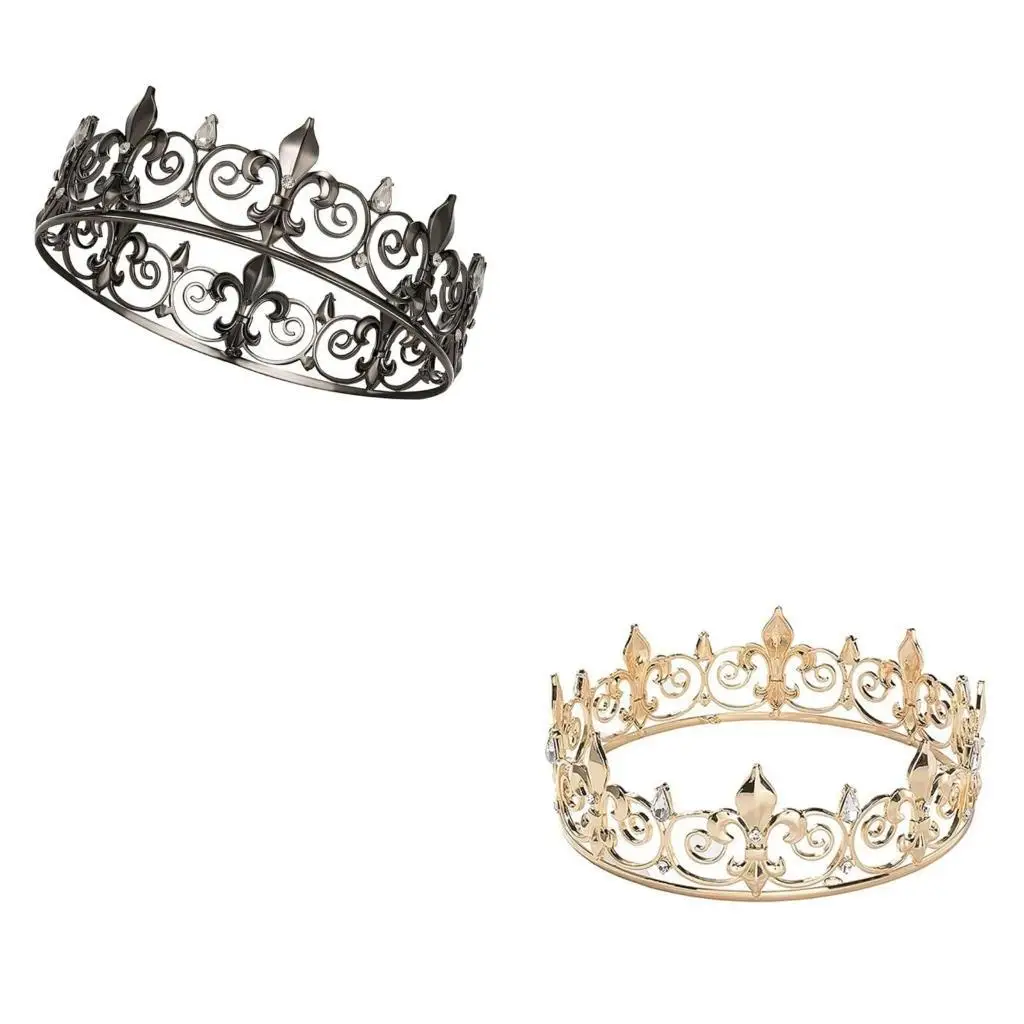 

652F Men Tiaras Crowns Headband Wedding Costume Headwear King Theme Parties