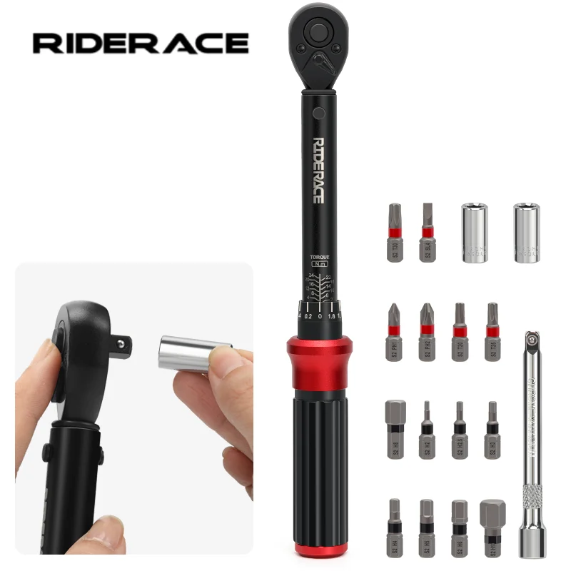 RIDERACE Bicycle Torque Wrench Set 18Pcs 1/4
