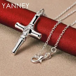 Fine 925 Sterling Silver 16-30 Inches 35MM Cross Necklace For Fashion Women Men Charm Engagement Gift Jewelry