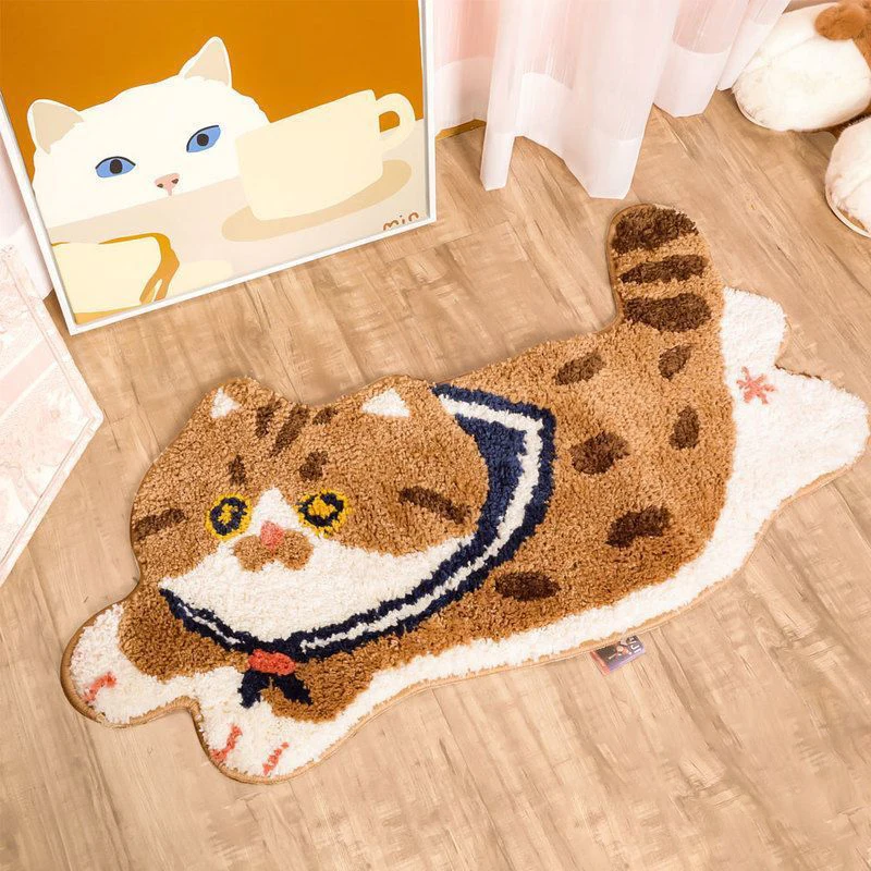 Cute Cartoon Rug Cashmere Imitation Rugs Decorative Plush Carpet Water Absorbent Anti-Slip Mats Home Decor Civet Cat Carpets