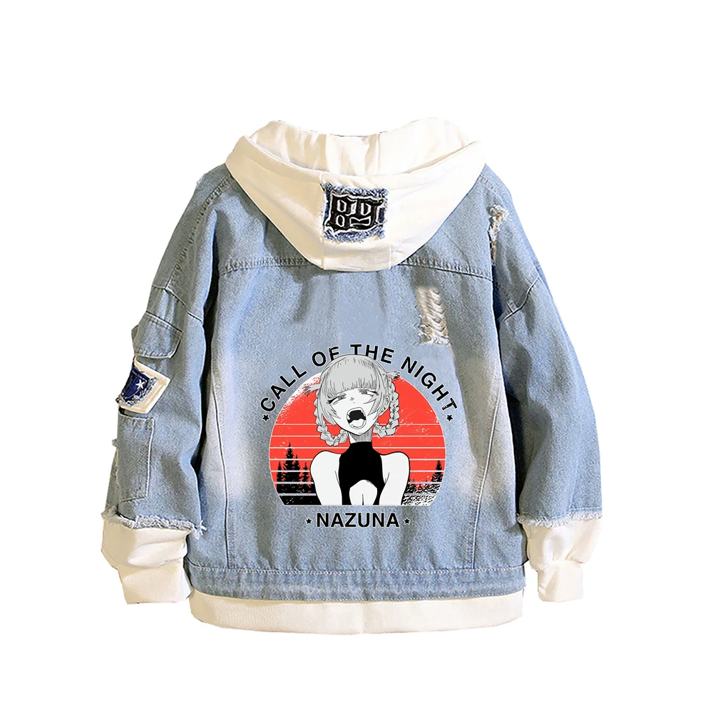 CALL OF THE NIGHT-chaquetas vaqueras de Anime, sudadera vaquera de dibujos animados, sudaderas con capucha de dibujos animados de talla grande, ropa de calle Harajuku Unisex, abrigos para parejas