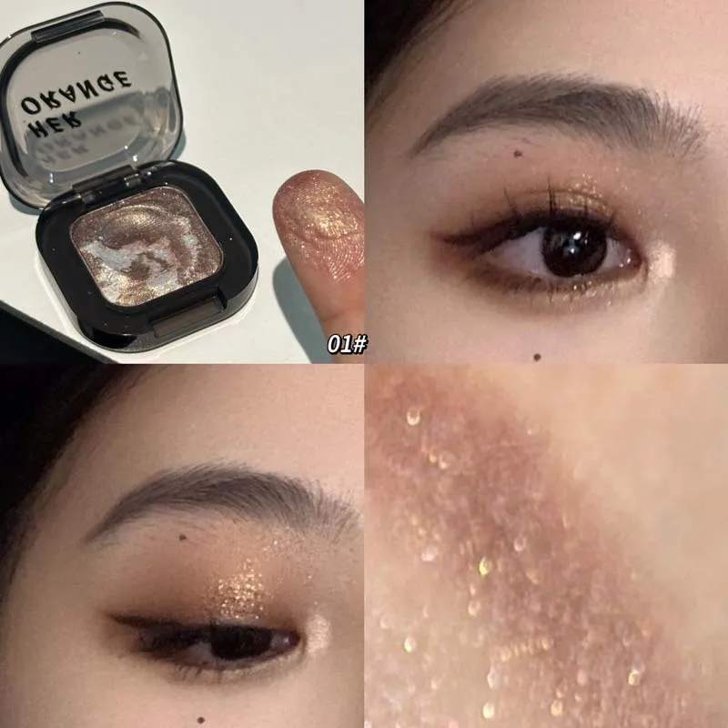 HERORANGE 6-kleuren Star Dots oogschaduw glitter parelmoer fijne knipperende make-up gemakkelijk duizelig hoogglans oogschaduw cosmetica