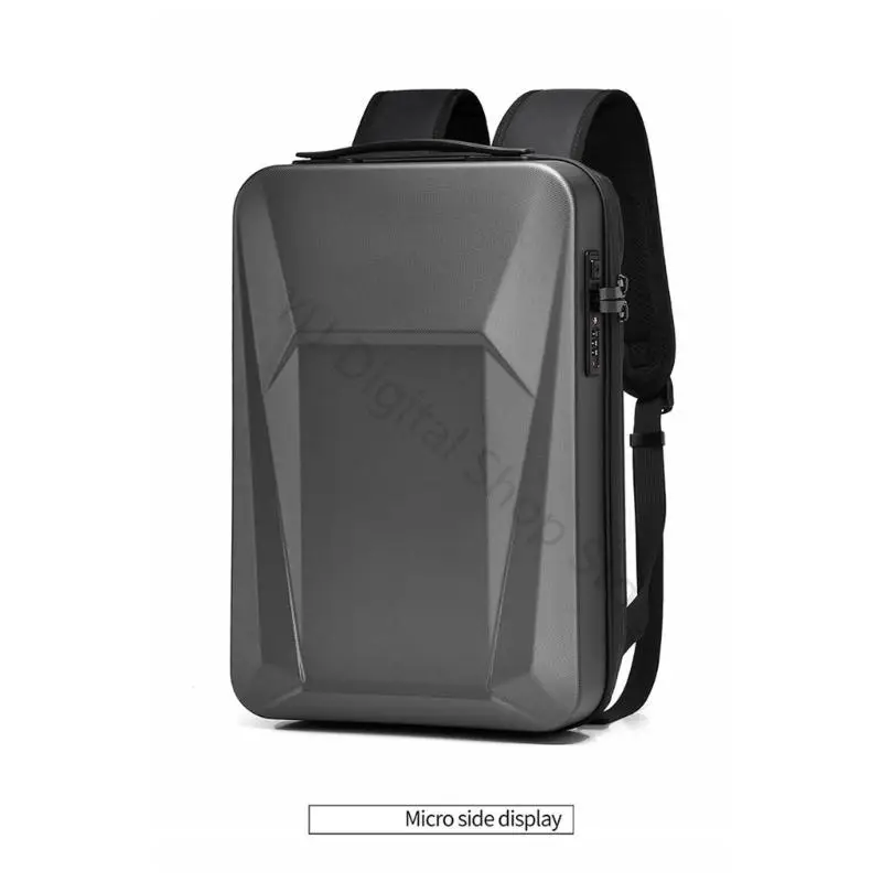 96BA Computer-Tragetasche für 15,6-Zoll-Laptop-Rucksack, geformte Schalenfront, Schlossdetail, Gepäckgriffband, Reisen und Büro – Detail 4