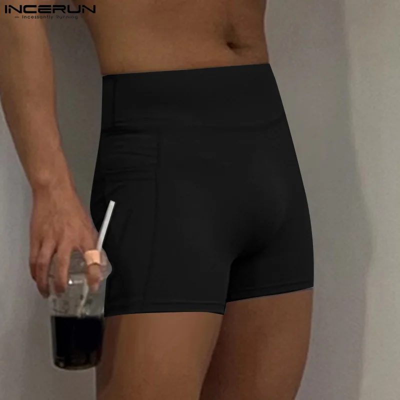 

INCERUN Men Shorts Solid Color Elastic Waist Joggers Quick-dry Men Bottoms Streetwear Summer Workout 2025 Casual Male Shorts