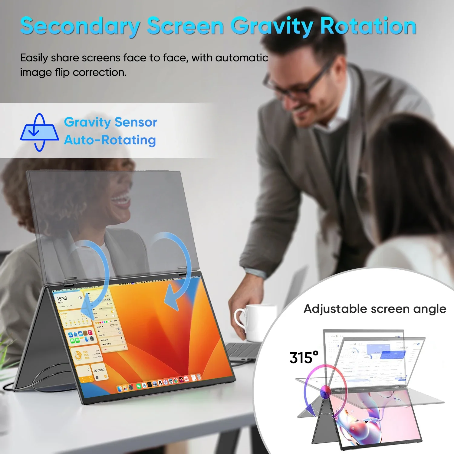 15.6 Inch Foldable Dual Triple USB Monitors the Portable Triple 1080P 4K Extend Monitor the Portable Monitor for Laptop