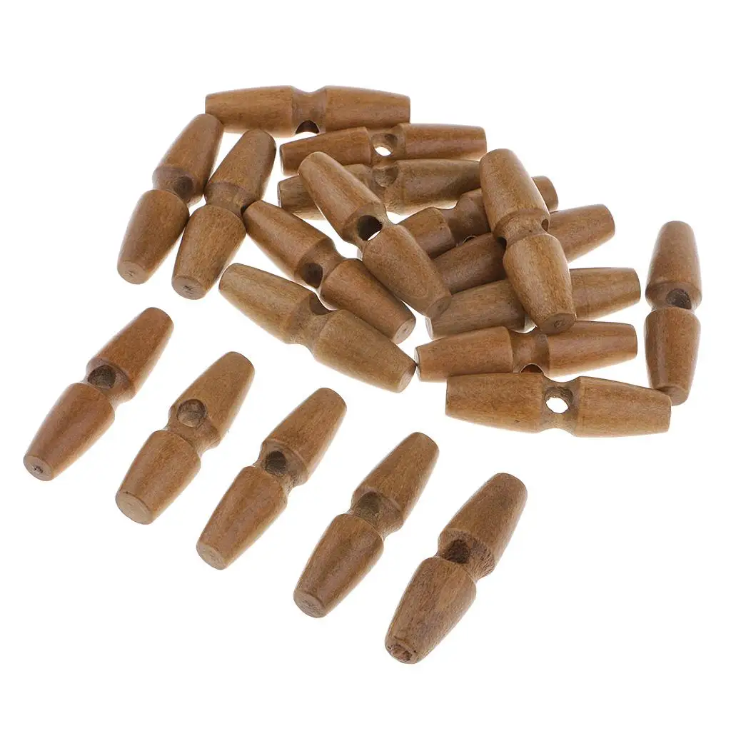 20Pcs Vintage Horn Buttons Wood Toggle for Baby Toddler Clothes Duffle 50mm