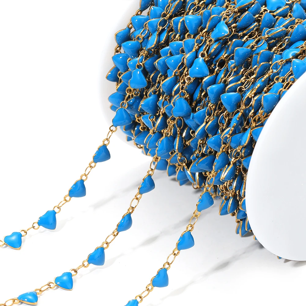 

1 Meter Stainless Steel Glitter Heart Chains Enamel Chains for DIY Necklace Bracelet Making Handmade Jewelry Clothing Components
