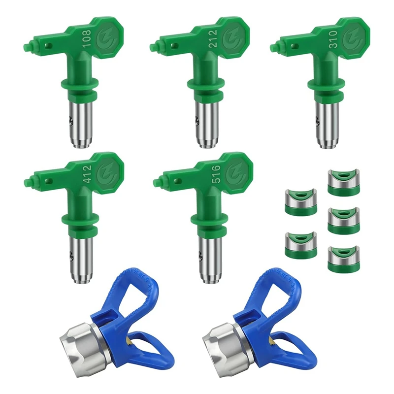 

ABNM 5 шт. насадки для безвоздушного распыления, реверсивные насадки с 2 шт. защитными насадками для безвоздушного распыления (109, 211,315, 417,515, 517, 623)