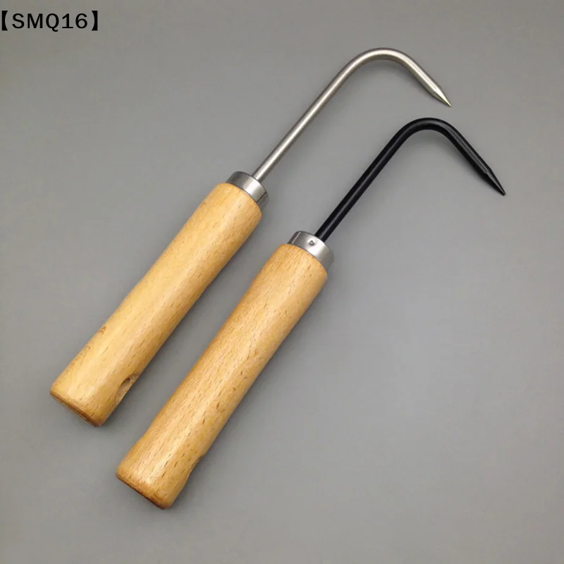 21.5cm Firm Carbon Steel Bonsai Tools Hook Wooden Handle Durable Grass Hook Robust Grass Root Hook【SMQ】